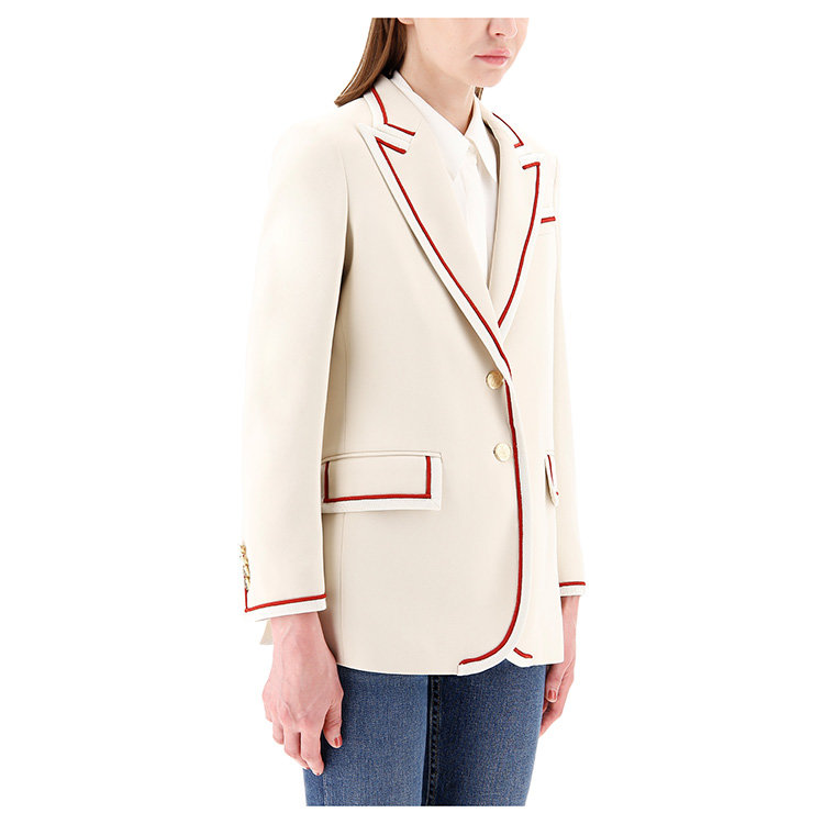 gucci古驰20年春夏弹力人造丝夹克女性白色女士西服577291zkr019783