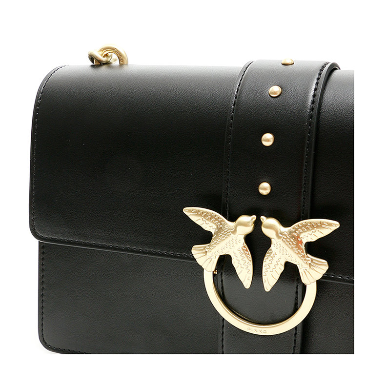 pinko(品高) 黑色皮质女士单肩包