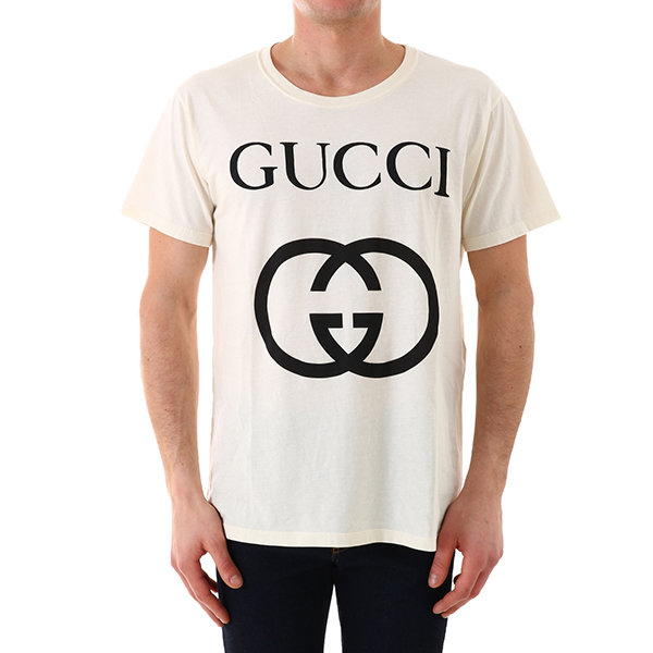 gucci/古驰 21年春夏 饰互扣式g超大造型t恤 男性 白色 男士短袖t恤