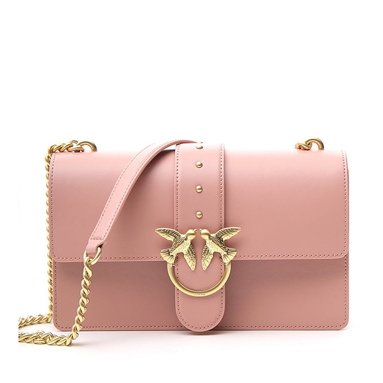 pinko/品高 19年秋冬 经典 logo燕子包 女性 浅粉色 单肩包 1p21jx y5
