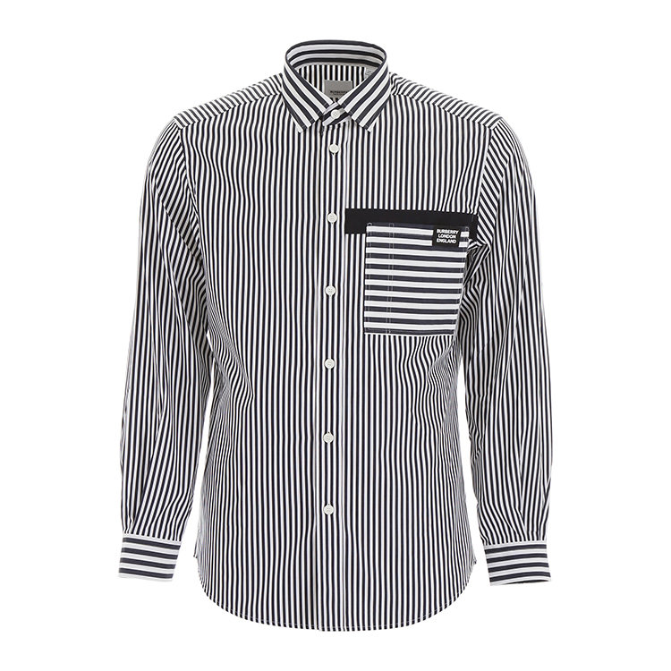 博柏利/burberry 19年秋冬 男性 条纹 白/蓝 男士长袖衬衫 80135761
