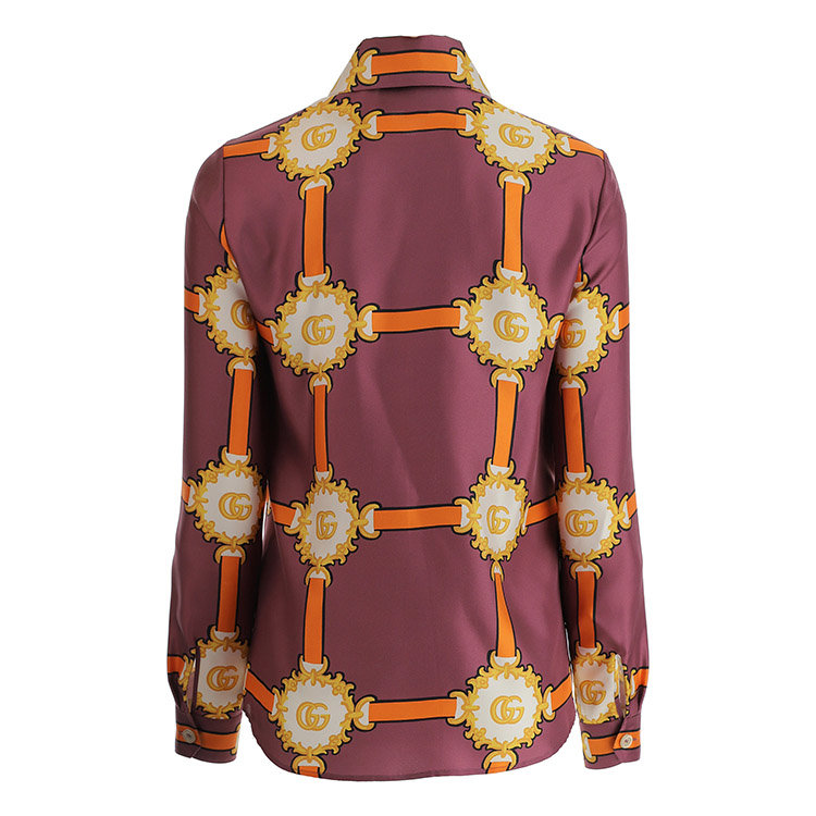 gucci/古驰 19年秋冬 gucci服装 女性 蓝紫色 女士长袖衬衫 583519