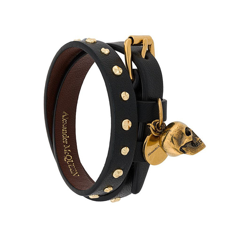 Alexander McQueen/亚历山大麦昆 20年春夏 手环 女性 铆钉 复古 黑色 手链 5511551AHOT 1000