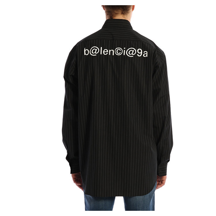 balenciaga/巴黎世家 20年春夏 百搭 男性 logo 黑色 男士长袖衬衫