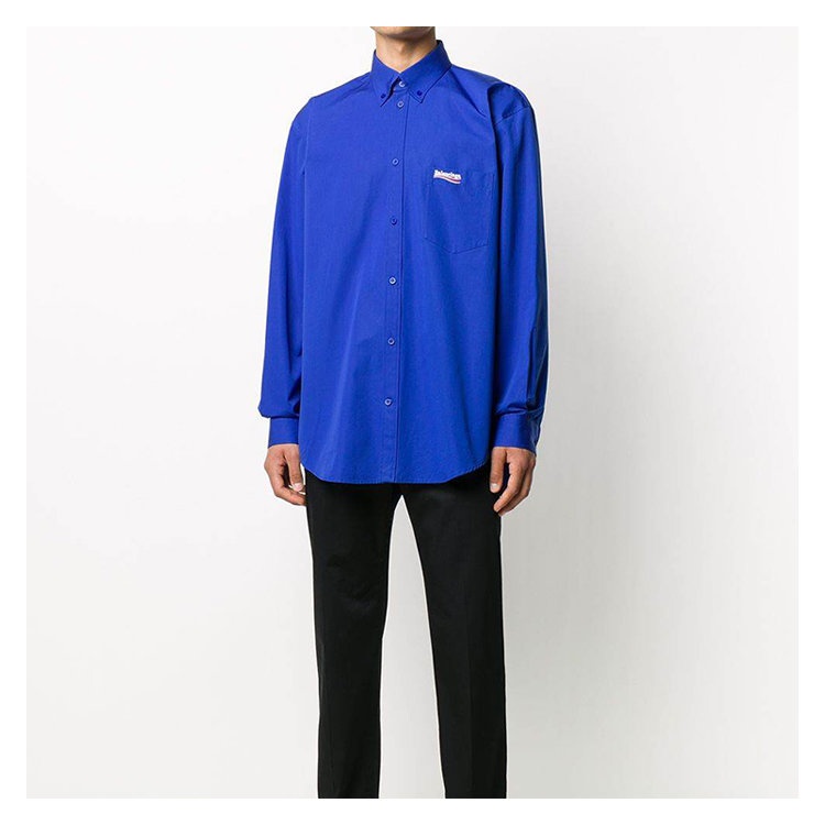 balenciaga/巴黎世家 20年秋冬 百搭 男性 蓝色 男士长袖衬衫 621960