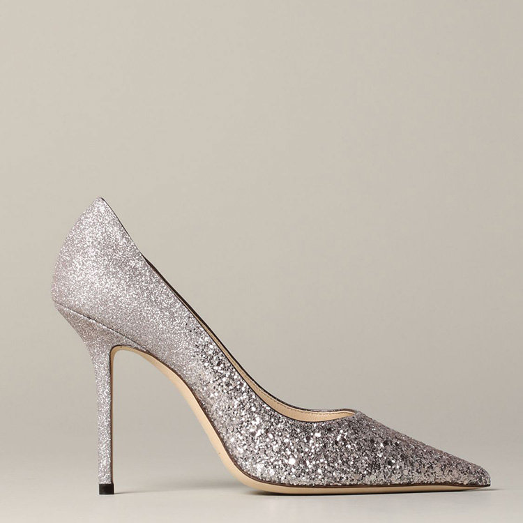 jimmychoo周仰杰20年春夏百搭女性银色高跟鞋love100