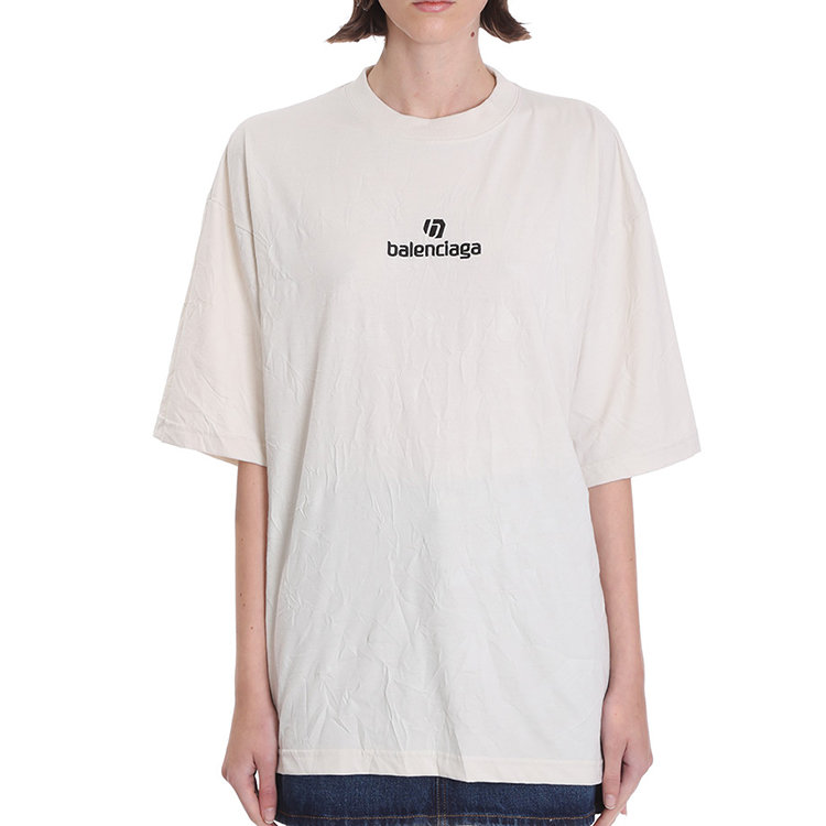 balenciaga/巴黎世家 20年秋冬 时尚百搭 女性 logo 米色 女士短袖t恤
