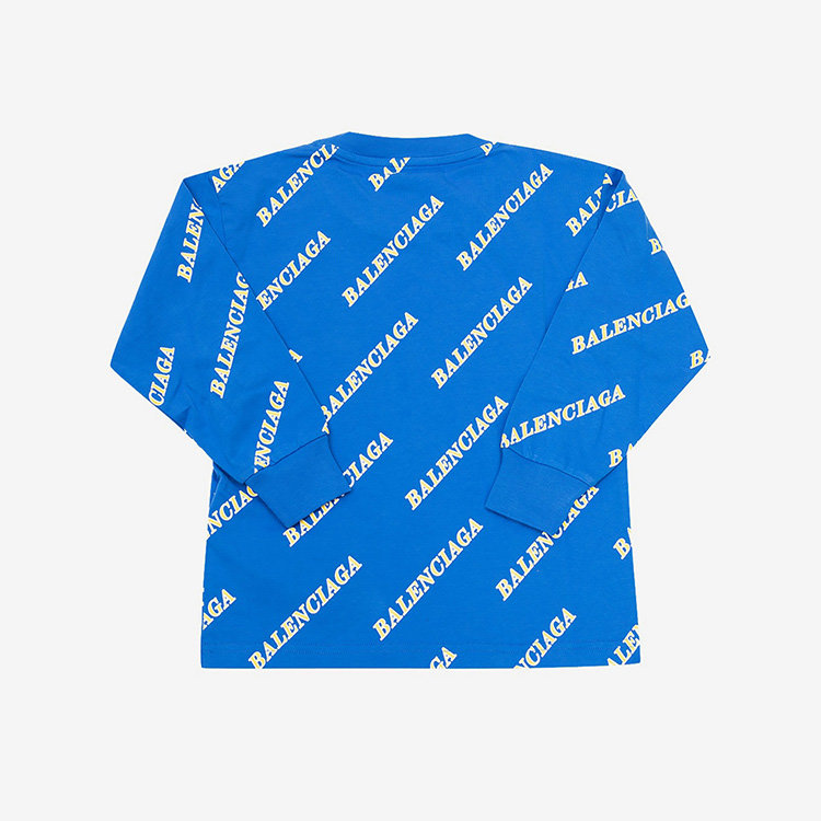 balenciaga/巴黎世家 20年秋冬 百搭 男女童通用 蓝色 儿童t恤 556156
