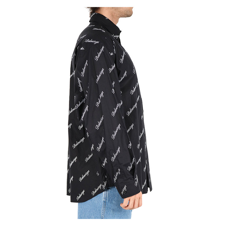 balenciaga/巴黎世家 21年春夏 logo 男性 黑色 男士长袖衬衫 647363