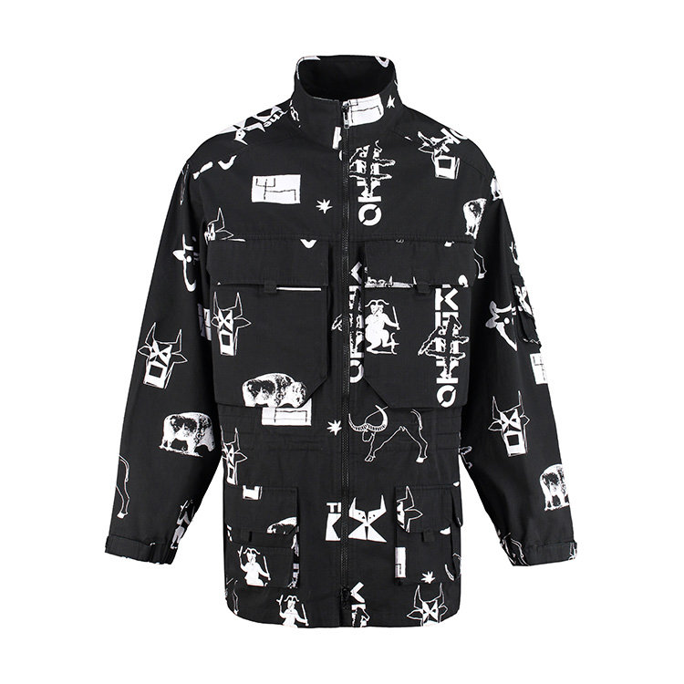 kenzo/高田贤三 21年春夏 百搭 男性 黑/白 男士夹克 fb55ou3059h4 99