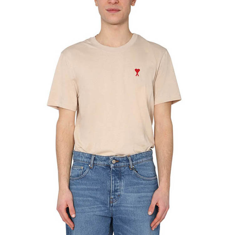 ami/ami 21年春夏 logo 男性 米色 男士短袖t恤 e21hj108_723250