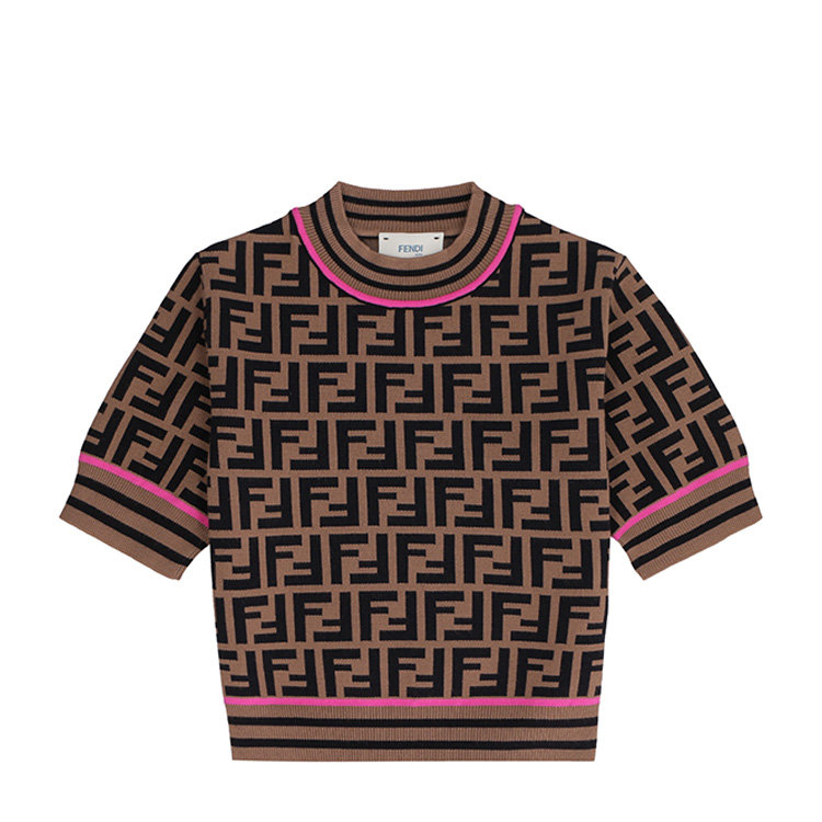 fendi/芬迪 21年春夏 百搭 女童 棕色 儿童毛衣/针织衫 jfg069aeyd_f1