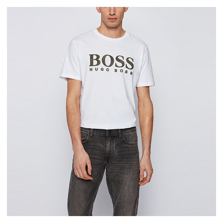 boss/波士 21年春夏 logo 男性 白色 男士短袖t恤 50450906 100