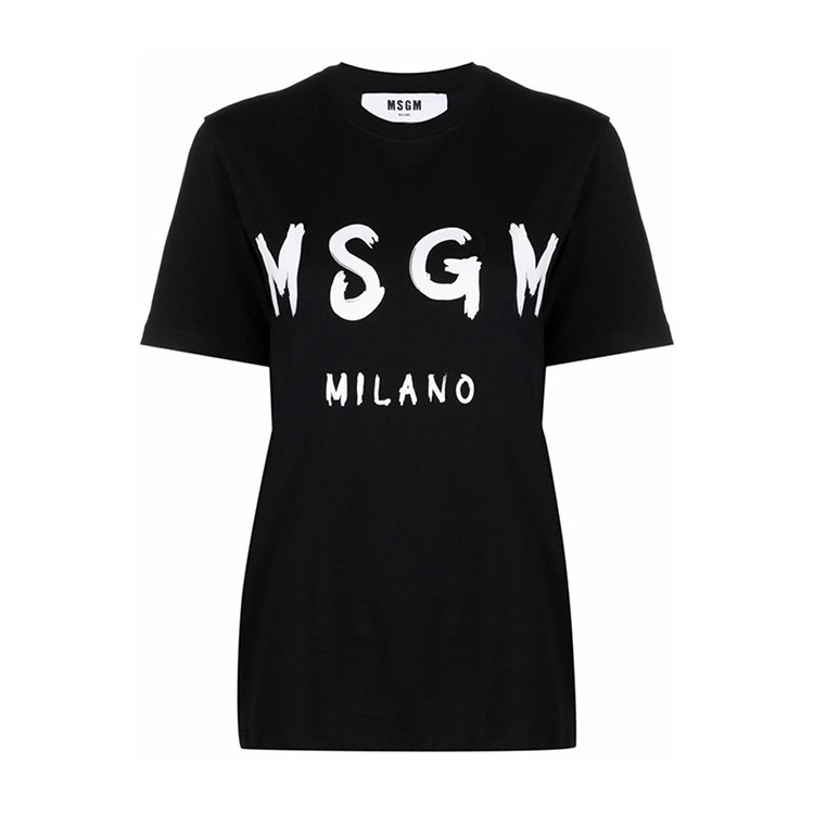 msgm/msgm 21年秋冬 女士服装 女装 女性 黑色 女士短袖t恤 2000mdm