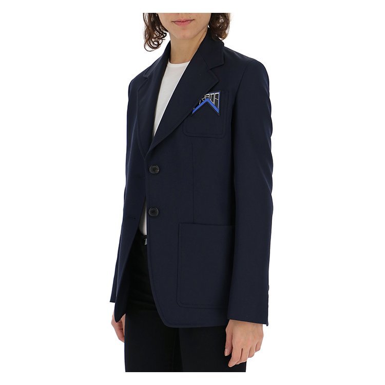 prada/普拉达 19年春夏 服装 西服 女性 ol风 修身 蓝色 女士夹克 p