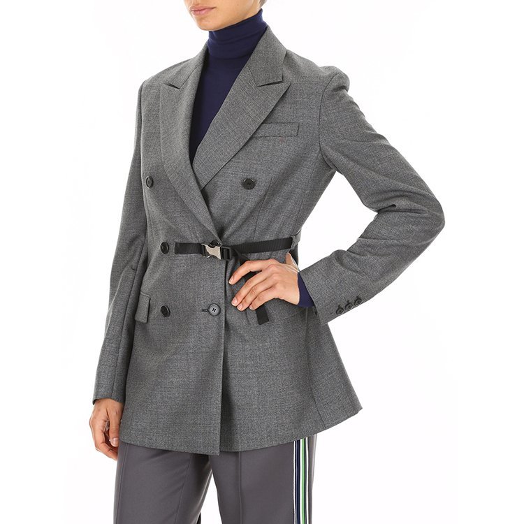 prada/普拉达 18年秋冬 女性 双排扣 束腰 灰色 女士西服 p531g 1j7w
