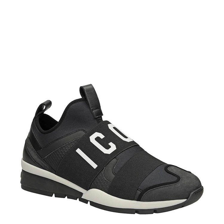 d二次方/dsquared2 18年秋冬 跑步鞋 男性 平底鞋 logo 黑色 休闲运动