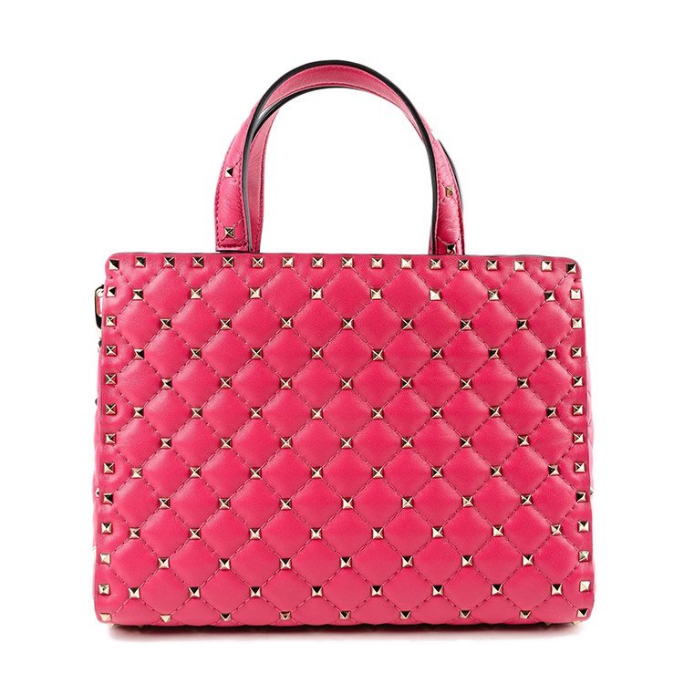 valentino/华伦天奴 18年秋冬 logo 铆钉菱格纹 女包 女性 粉色 手提