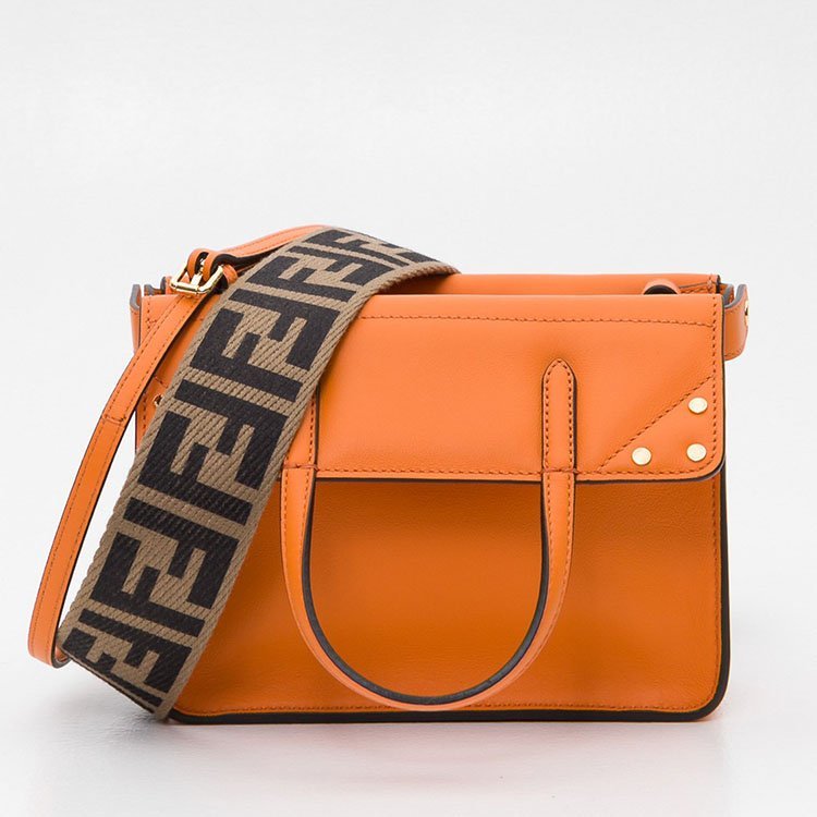 fendi/芬迪 19年春夏 单肩包 女性 ff logo 托特包 橙色 手提包 8bt