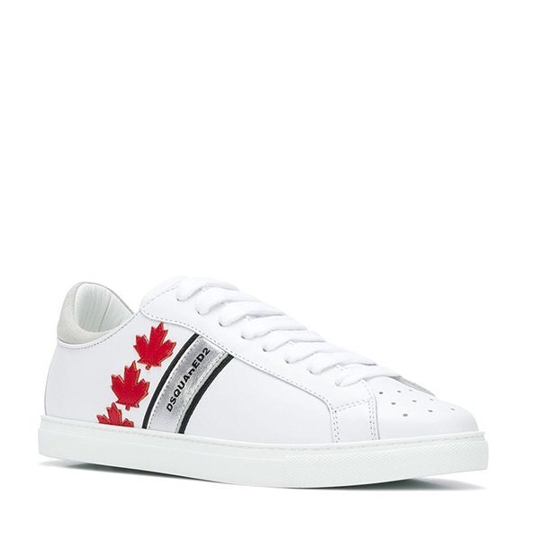 dsquared2/d二次方 18年秋冬 男性 条纹 枫叶 白色 休闲运动鞋 snm