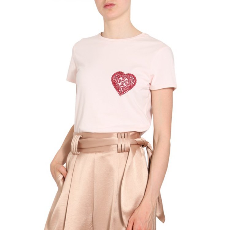 tory burch/汤丽柏琦 19年春夏 圆领 女性 爱心 休闲 女士短袖t恤