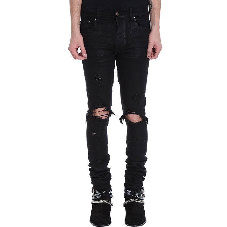 amiri/amiri 19年春夏 休闲裤 男性 破洞 紧身 男士牛仔裤 mbthrdes