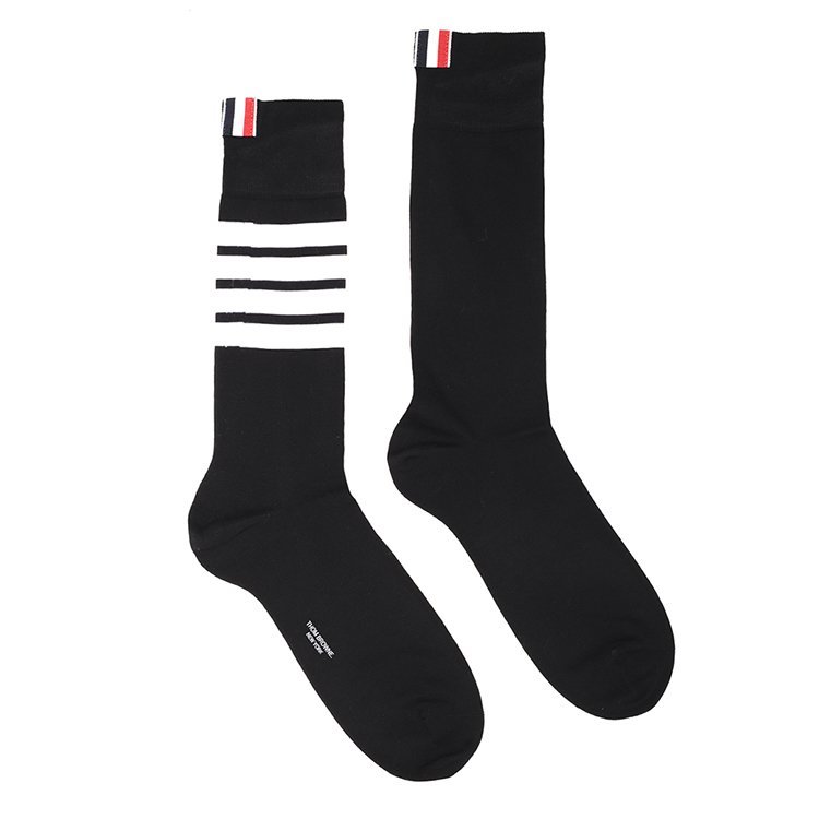 thom browne/thom browne 20年秋冬 男性 条纹 长筒袜 黑色 男袜 mas