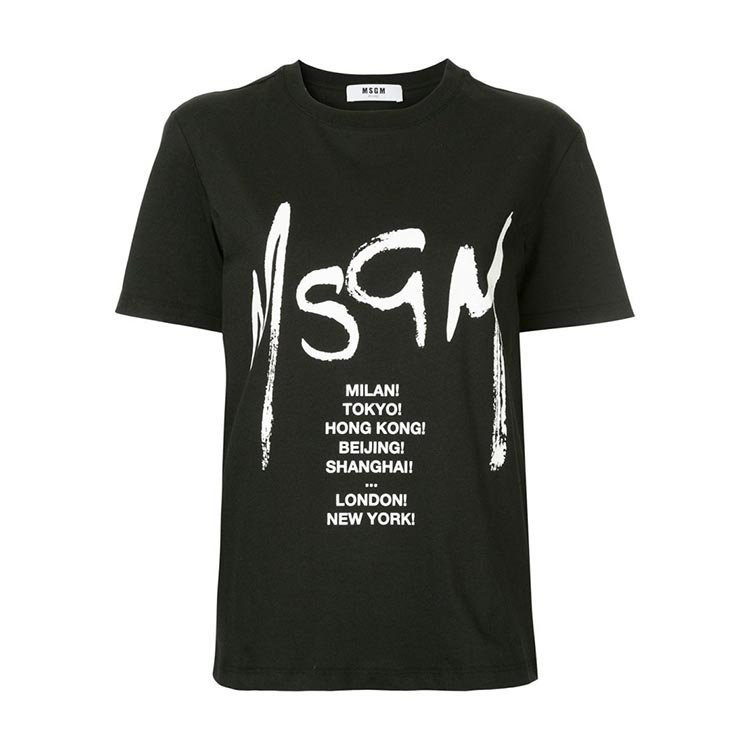 msgm/msgm 19年春夏 圆领 女性 logo 女士短袖t恤 2641mdm174#195298