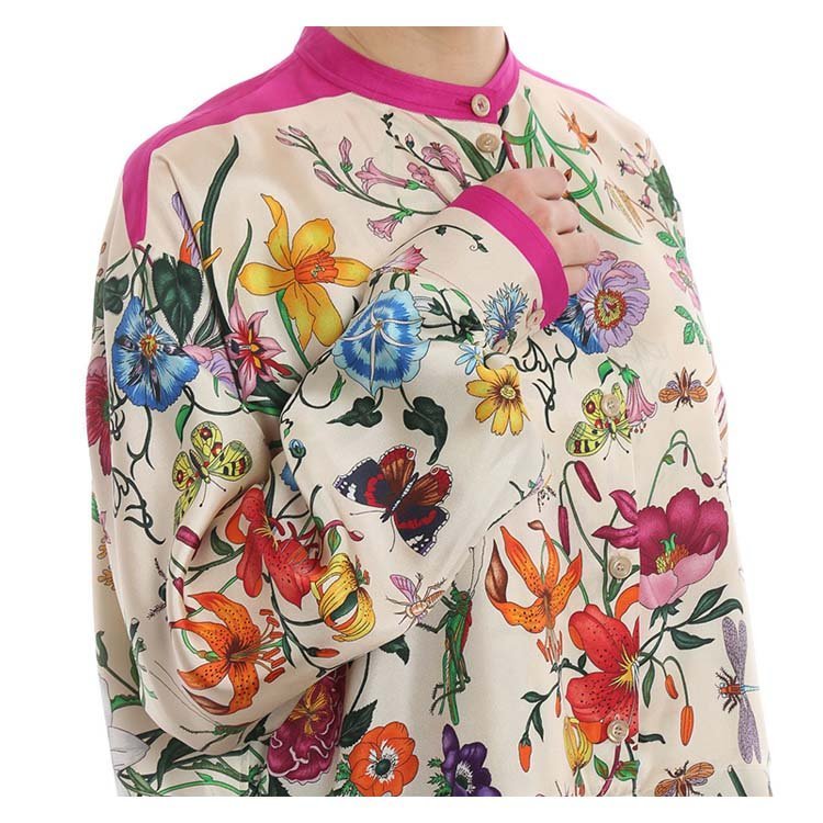 gucci/古驰 19年春夏 圆领 女性 花朵 复古 花色 女士长袖衬衫 550600