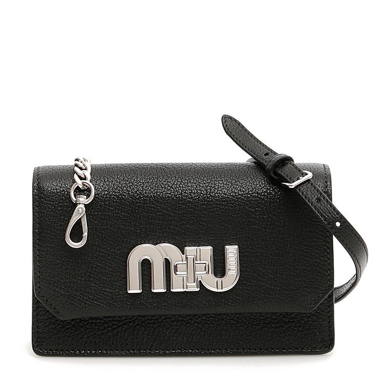 miu miu/缪缪 19年春夏 logo 百搭 女包 女性 黑色 斜挎包 5bh077 2