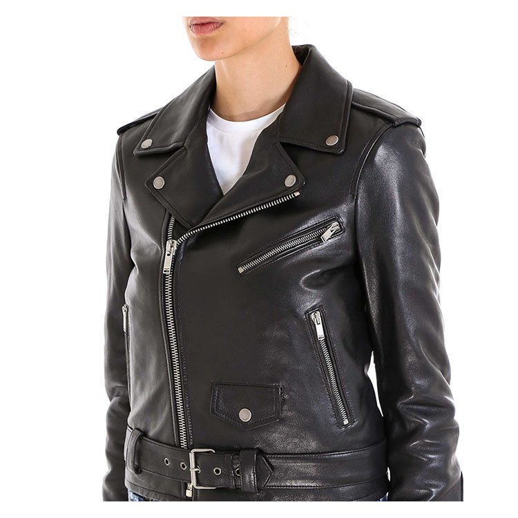 laurent paris 19年春夏 ysl 女性 ysl 机车 拉链 黑色 女士皮衣