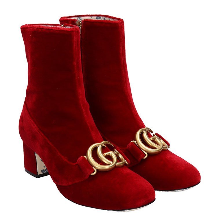 gucci/古驰 18年秋冬 女性 天鹅绒 尖头鞋 短靴 525332k4dd0