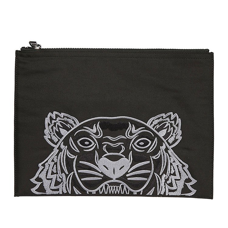kenzo/高田贤三 19年春夏 信封包 手包 男性 老虎头 黑色 手拿包 f005