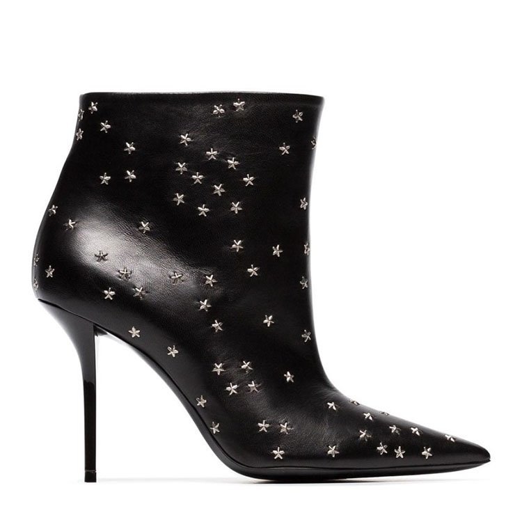 paris/saint laurent paris 19年春夏 ysl 尖头 女性 ysl 铆钉 短靴