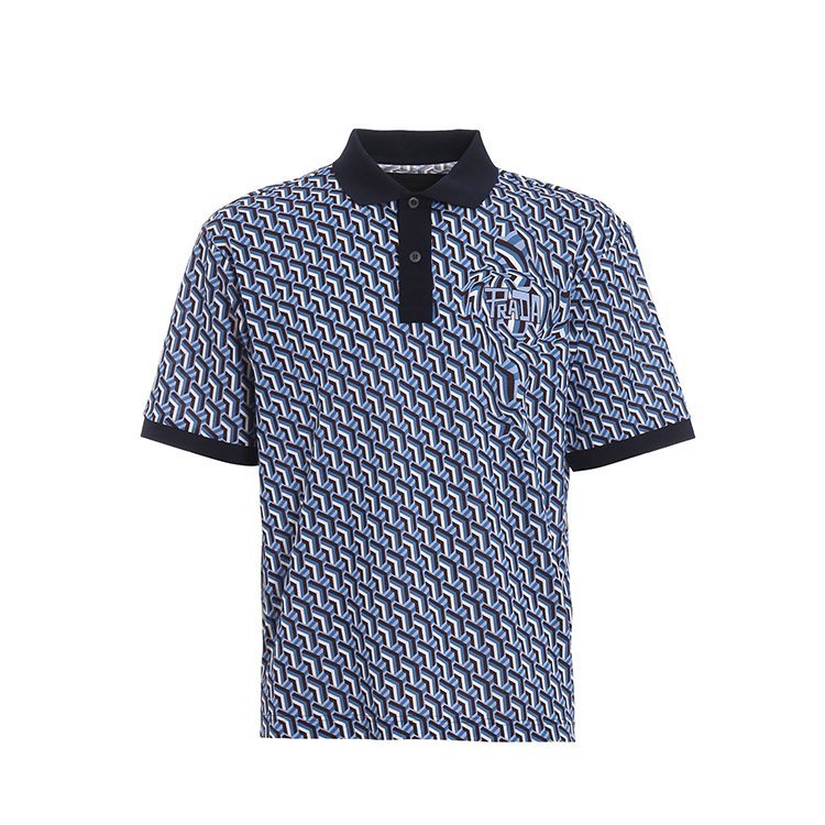 普拉达/prada 19年春夏 翻领 男性 胸标 花纹 花色 男士短polo ujn