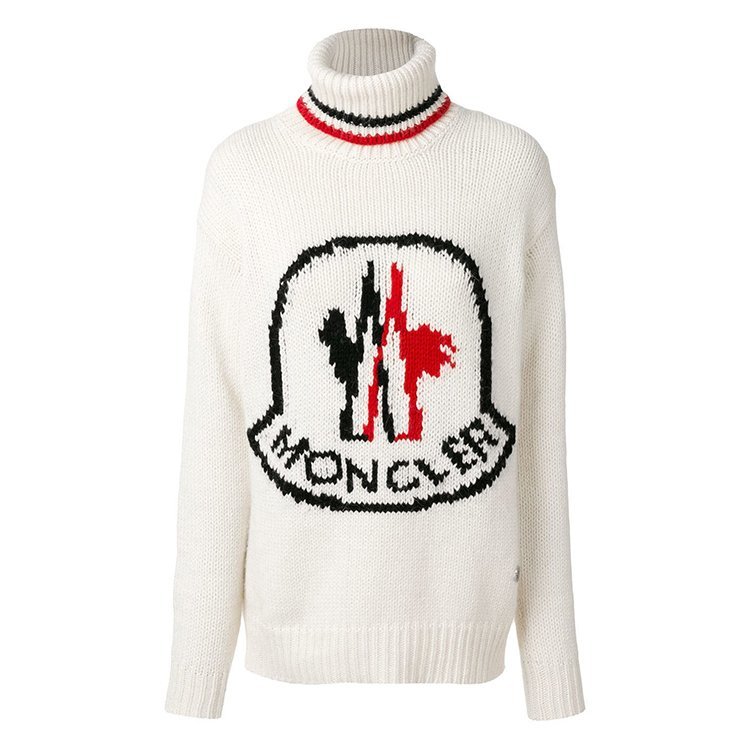 moncler/蒙克莱 19年春夏 高领 女性 蒙口 徽章 logo 羊绒 女士针织衫