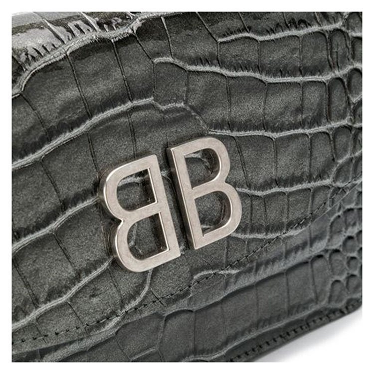 balenciaga/巴黎世家 19年春夏 信封包 女性 字母bb 鳄鱼纹 银色 斜