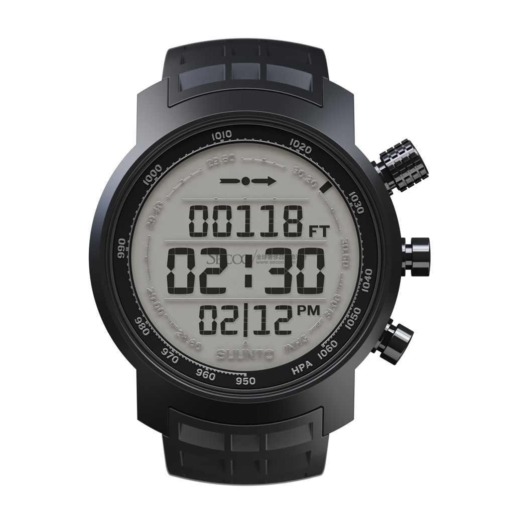 suunto 颂拓 元素山雄登山正显雅黑色橡胶中性表 ss018732000