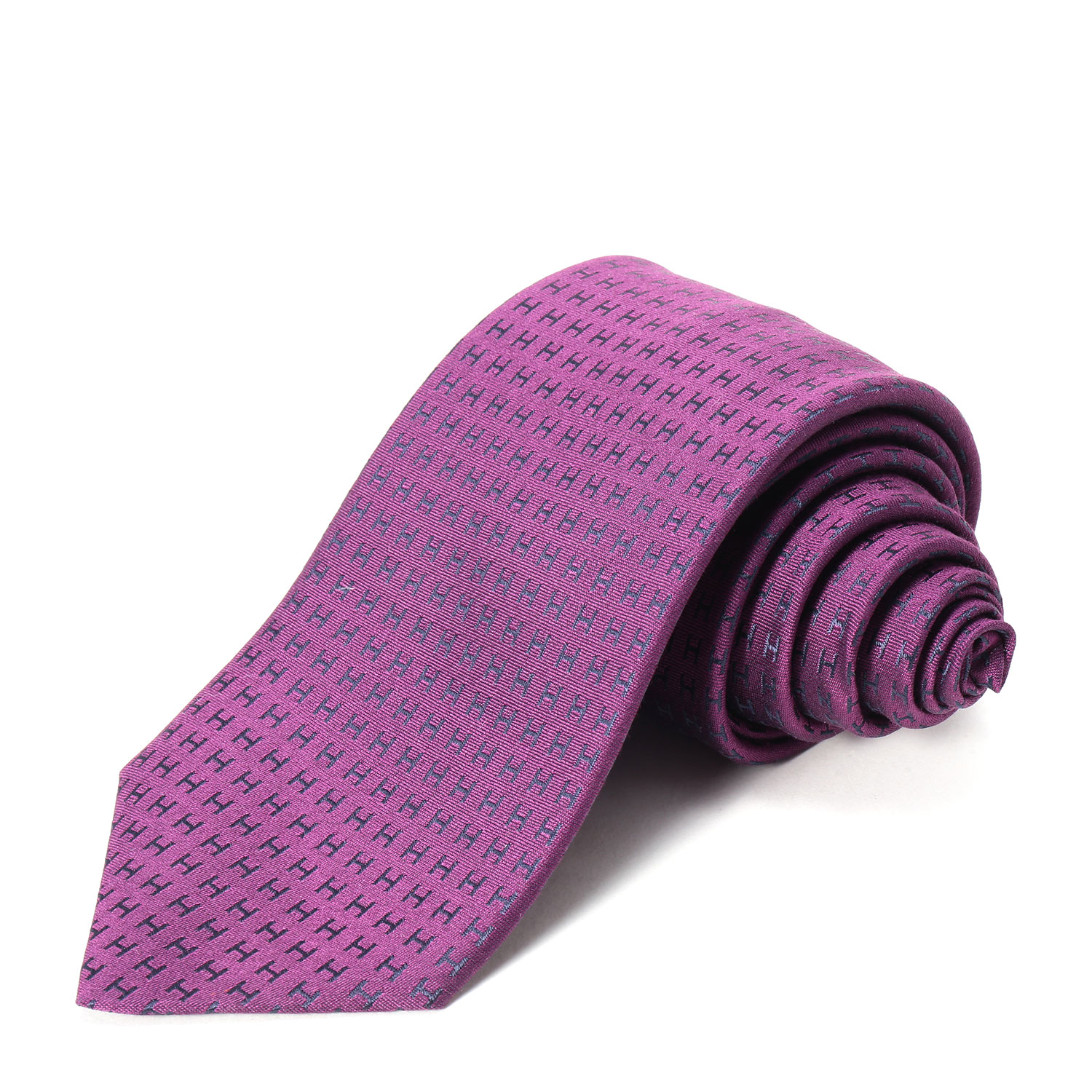 hermes(爱马仕) 紫色底黑h字母领带