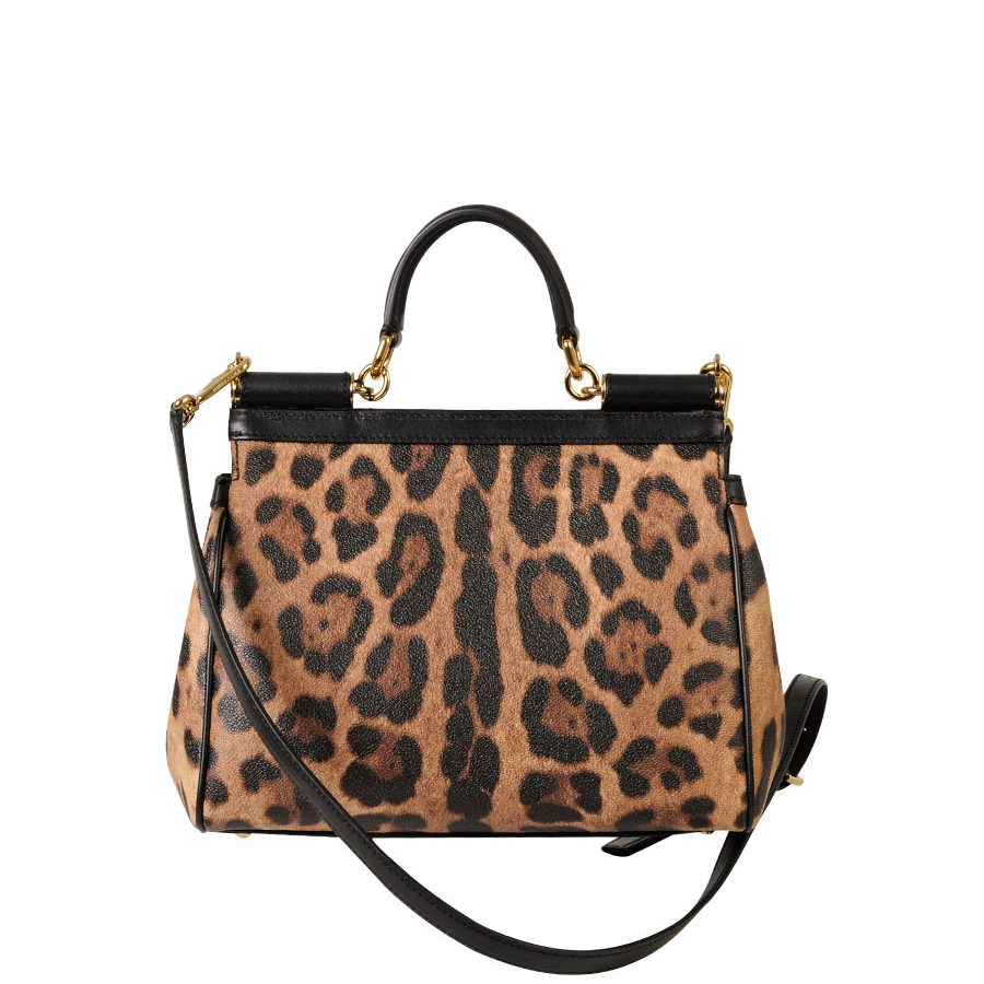 dolce&gabbana(杜嘉班纳) 棕色皮质豹纹翻盖手提两用包